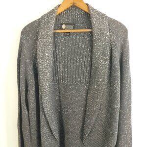 Christine Alexander Sweater Cardigan Women's XL Gray Silver Crystal Beads